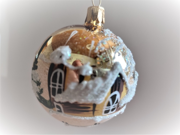 Bauble winter landscape - gold, shiny
